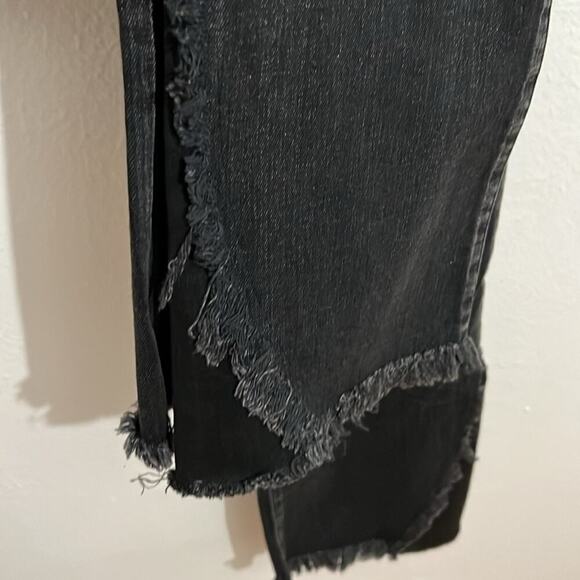 Authentic Moussy VTG Jeans 28 Black High Rise Straight Leg Raw Edge Distressed - Picture 3 of 9